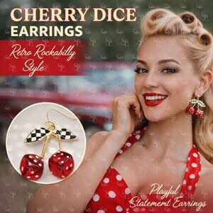Cherry Dice Retro Rockabilly Dangle Earrings